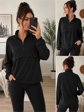 Member’s Mark Black Travel Pullover Quarter Zip Jacket